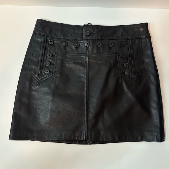 POLO RALPH LAUREN Black Leather Mini Skirt size 2 - Picture 1 of 6